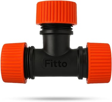 Fitto T-Shaped Plastic Connector Fitting with Orange Threaded Ends for Irrigation and Plumbing