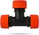 Fitto T-Shaped Plastic Connector Fitting with Orange Threaded Ends for Irrigation and Plumbing
