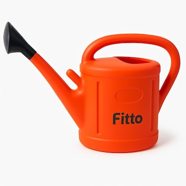 Fitto Bright Orange Plastic Watering Can with Long Spout, 8L Capacity