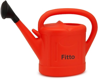 Fitto Bright Red Plastic Watering Can with Long Spout - 6L Capacity