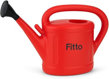 Fitto Red Plastic Watering Can with Long Spout - 5 Litre Capacity