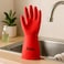 Fitto Red Rubber Cleaning Gloves with Textured Grip for Household Tasks