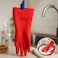 Fitto Red Rubber Cleaning Gloves with Textured Grip for Household Tasks