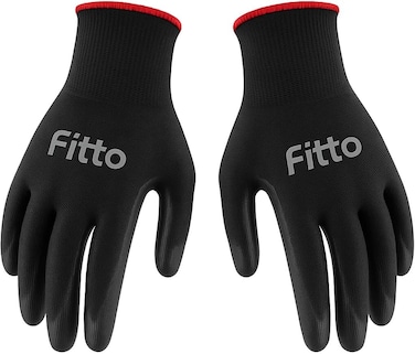 Fitto Durable Black Work Gloves with Textured Grip for Construction and Gardening