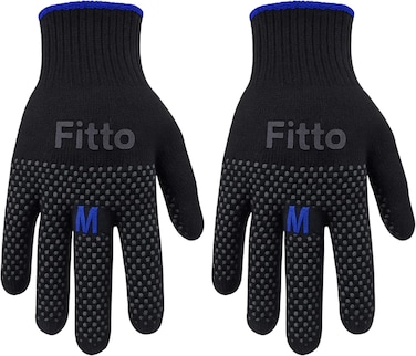 Fitto Black Gloves with Textured Grip and Blue Accent for Gardening and Work