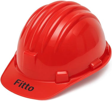 Fitto Red Hard Hat for Construction Safety, Durable Head Protection