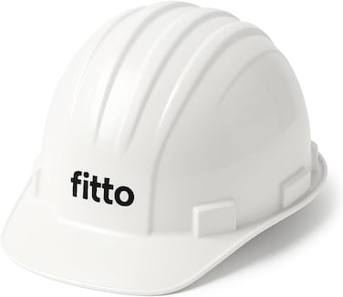 Fitto White Hard Hat for Construction Safety, Lightweight and Durable