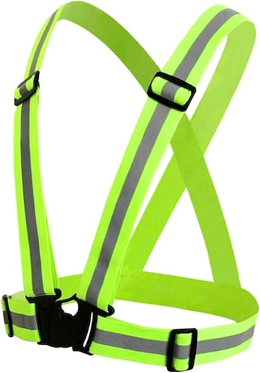 Fitto Reflective Vest Running Gear - Safety Reflector Strap Bands - for High Visibility &amp; safety Elastic Adjustable Belt for men and Women (Green)