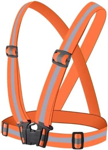 Fitto Reflective Vest Running Gear - Safety Reflector Strap Bands - for High Visibility &amp; safety Elastic Adjustable Belt for men and Women (Orange)