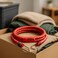 Fitto Red Checkered Stretch Cords with Hooks - 1 to 1.5 Meters for Cargo Securing
