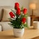 Fitto Artificial Red Rose Arrangement in White Pot with Green Foliage