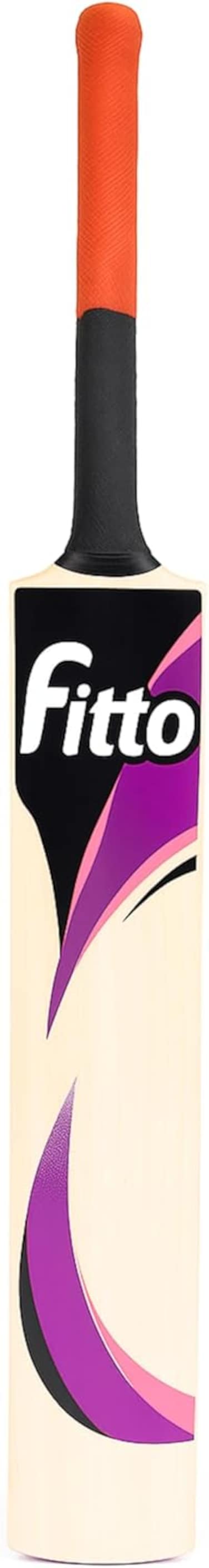 Fitto Visiion 1000 Cricket Bat - Wooden Blade, Black &amp; Pink Design, Grip Handle