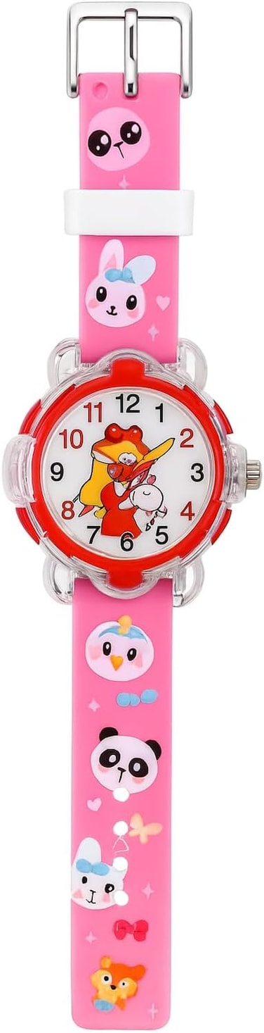 Fitto 3D Cute Cartoon Toy Silicone Band Wristwatch, Red