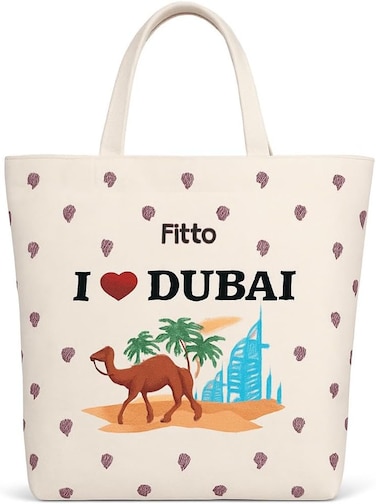 Fitto Durable Eco-Friendly Dubai Grey Camel Canvas Tote Bag with Handles
