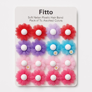 Fitto Soft Nylon Plastic Hair Band, Pack of 16, Assorted Colors