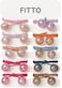 Fitto Ball Charm Hair Ties, Colored Camellia Bead Design, Pack of 12, Assorted Colors
