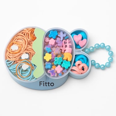 Fitto Hair Accessories Set - 50+ Assorted Pieces, Heart Clips, Spiral, Rubber Bands &amp; Elastic Ties for All Hair Types