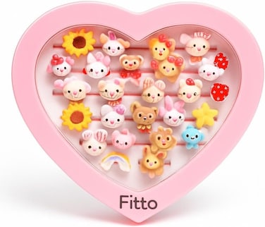 Fitto Multi-Color Heart-Shaped Plastic Finger Rings in Beautiful Packing