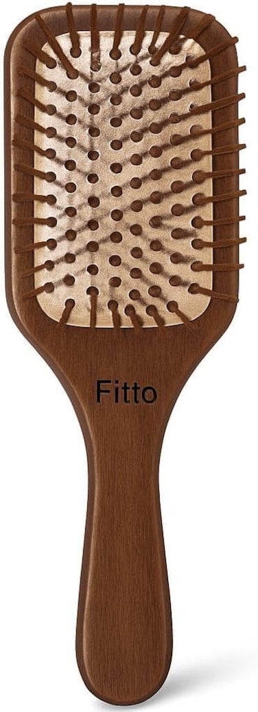 Fitto Wooden Paddle Hair Brush for Smooth Detangling, Eco-Friendly Design for Men and Women, Brown