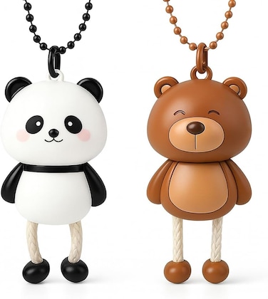 Fitto Plastic Key Chain Animal Series - Pack of 2, Panda and Bear