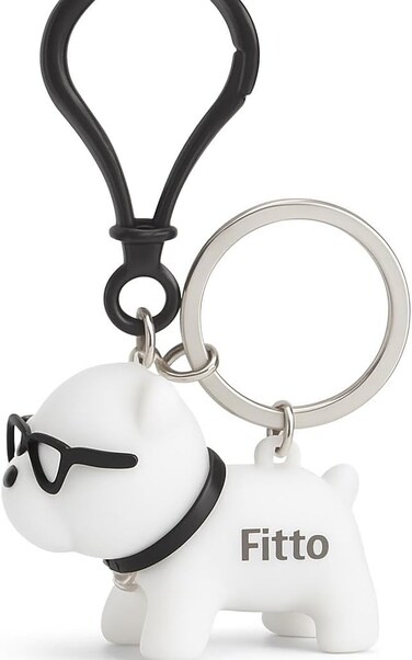 Fitto Funny Dog Keychain with Glasses - White Silicone Accessory