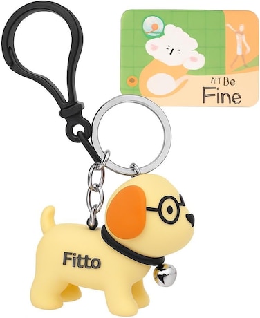 Fitto Silicone Keychain - Funny Dog with Glasses, Yellow