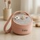 Fitto Small Round Wool Makeup Bag with Handle - Pink Portable Makeup Organizer for Travel and Everyday Use