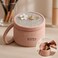 Fitto Small Round Wool Makeup Bag with Handle - Pink Portable Makeup Organizer for Travel and Everyday Use