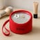 Fitto Small Round Wool Makeup Bag with Handle - Red Portable Makeup Organizer for Travel and Everyday Use