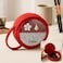 Fitto Small Round Wool Makeup Bag with Handle - Red Portable Makeup Organizer for Travel and Everyday Use