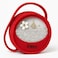 Fitto Small Round Wool Makeup Bag with Handle - Red Portable Makeup Organizer for Travel and Everyday Use