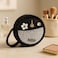 Fitto Small Round Wool Makeup Bag with Handle - Black Portable Travel Makeup Organizer
