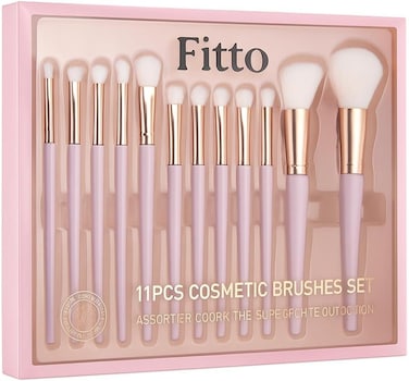 Fitto 11pcs Cosmetic Brushes Set - Assorted Color Makeup Brush Collection