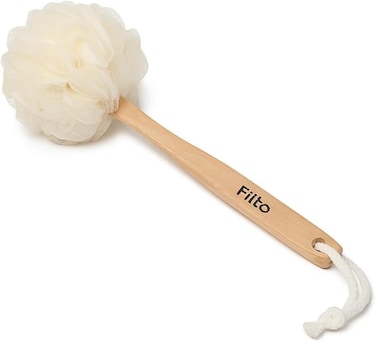 Fitto Shower Loofah Body &amp; Back Scrubber - Exfoliating Luffa Bath Brush on a Stick