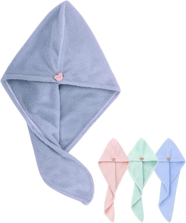 Fitto Microfiber Hair Drying Towel cap to Dry Curly or Straight Short Hair Quickly, Assorted color, Pack of 1