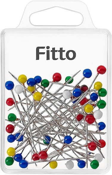 Fitto Sewing Pins for Fabric, Straight Pins with Colored Ball Glass Heads