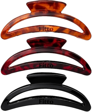 Fitto High Grip Geometric D Shape Hair Clutcher Clip Set of 3 for Women
