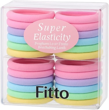 Fitto Pastel Colors Ponytail Holder Elastic Hair Rubber Bands, Pack of 64