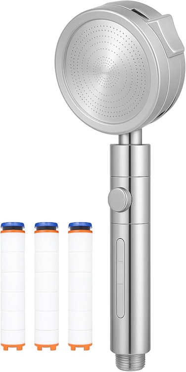Fitto EcoLux High-Pressure Showerhead with 3-Mode Spray &amp; Built-In Filter &ndash; Removes 98% Impurities, Easy 5-Minute Installation, Includes 3 Replacement Filters