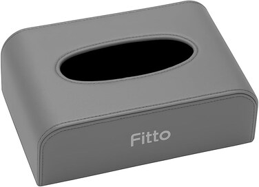 Fitto Car Leather Finish Carbon Fiber Refill Tissue Box Holder, Grey