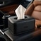 Fitto Car Leather Finish Carbon Fiber Refill Tissue Box Holder, Black