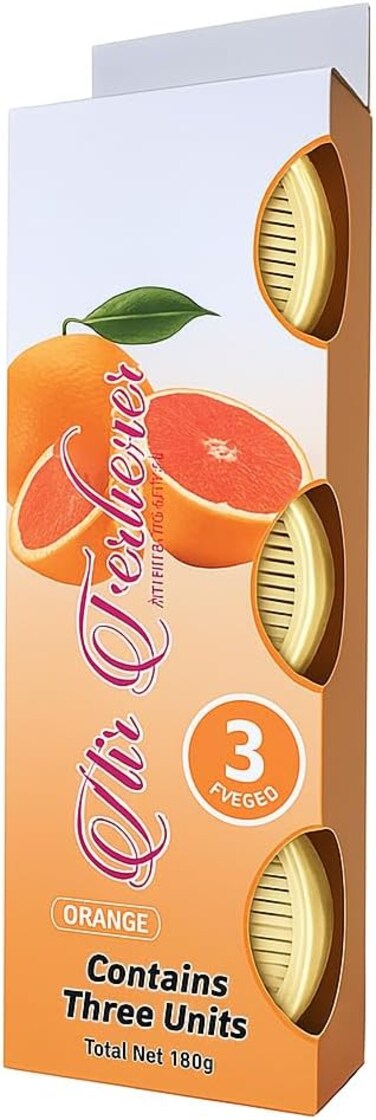 Fitto Car Air Freshener Orange Scent Pack of 3 Long Lasting Hanging Perfume for Car Interior