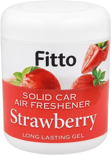 Fitto Solid Car Air Freshener Gel Strawberry Scent, Long Lasting Gel Odor Eliminator for Car Interior and Dashboard, 200gms