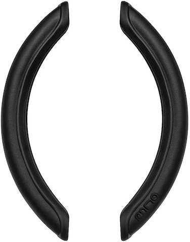 Fitto Sporty Half Steering Wheel Cover &ndash; Rubber, Non-Slip, Breathable &amp; Odorless, Universal Fit, Plain Black (Set of 2 Pieces) - Black
