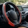 Fitto Sporty Half Steering Wheel Cover &ndash; Rubber, Non-Slip, Breathable &amp; Odorless, Universal Fit, with pattern, Black (Set of 2 Pieces) - Dark Red