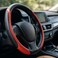 Fitto Sporty Half Steering Wheel Cover &ndash; Rubber, Non-Slip, Breathable &amp; Odorless, Universal Fit, with pattern, Black (Set of 2 Pieces) - Dark Red