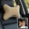Fitto Car Headrest Neck Cushion Pillow with pattern, pack of 2, Khaki
