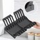 FITTO Space-Saving Plate Storage Rack, 4 Partition rack - Gun Grey
