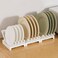 FITTO Space-Saving Plate Storage Rack With 4 Partition&ndash; Compact White Design