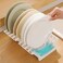 FITTO Space-Saving Plate Storage Rack With 4 Partition&ndash; Compact White Design
